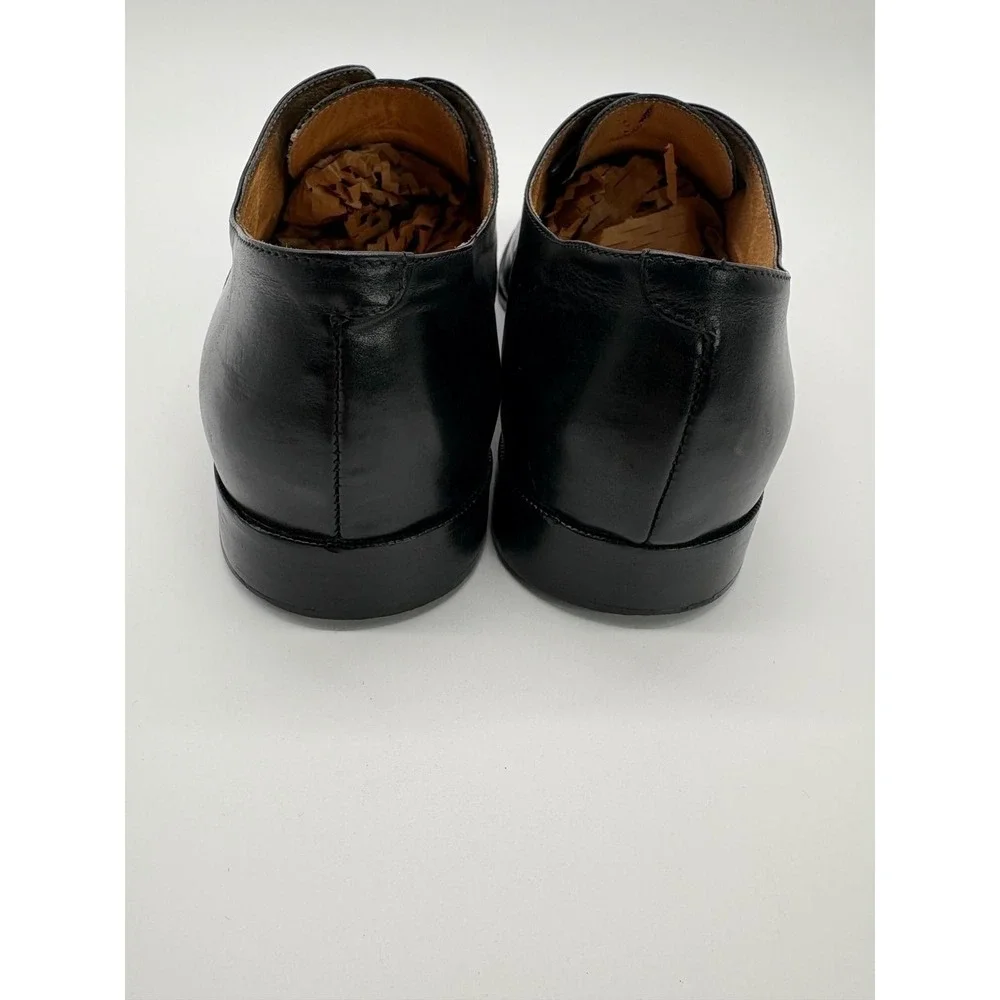 De La Rentis Mens Black‎ Leather Medallion Toe Derby Dress Shoes Italy 6384 12 M